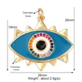 Gold-plated Evil Eye pendant with colorful zircons and blue enamel, size 26mm x 26mm - Gold Rhinestone Eye Style (M184337K2-Gold)