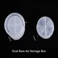 Translucent silicone mold set for DIY oval storage box with bow relief pattern - Oval Bow Storage Box