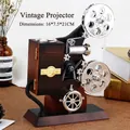 Vintage movie projector model in reddish brown with realistic silver metallic gear system - Movie Projector Music Box