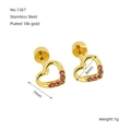 Gouden hart oorbellen met roze kristallen van 18k verguld roestvrij staal - 18K verguld/7mm*8mm / Goud met roze zirkonia (ZYG1367-Roze)