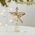 Étoile de sapin de Noël dorée 20cm en métal ajouré avec base à ressort en spirale 14cm - 14 cm (Hauteur 20 cm) / Doré
