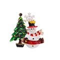 Spilla natalizia con pupazzo di neve e albero e striscione Let It Snow in smalto colorato - RW0183 Albero di Natale e Pupazzo di Neve