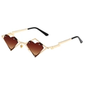 Hip hop heart shaped sunglasses with gold metal frame and brown gradient lenses for women - Gold Frame Gradient Tea