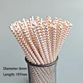 Rose gold chevron paper straws, 6mm x 197mm, decorative disposable straws for party - Rose Gold Waves