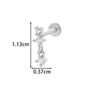 Silver star piercing stud with three square zircons and pendant measuring 1.13cm - Square Gemstone Dangle Style (2606-4#) / Silver