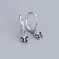 Orecchini a cerchio in argento sterling S925 con eleganti pendenti a farfalla neri in argento - Platino (Zircone Nero)