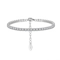 Sparkling S925 sterling silver tennis bracelet with brilliant white cubic zirconia stones - Machine-made Tennis Chain 3mm White Zirconium Electroplated White Gold. Approx. Weight: 5.76g