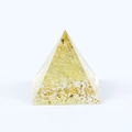 Mini crystal resin pyramid ornament with golden foil and crushed stones in 3cm size - Citrine