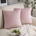 Set of two pink velvet square pillow covers on a cozy beige sofa in a home setting - 60# Light Pink / 30*50cm Pillowcase (without Insert)