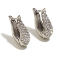 Elegantes pendientes plateados en forma de U con baño de oro de 18K y circonitas - Color Acero