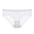 Slip bianchi a vita bassa in pizzo a rete con pois e tessuto mesh traspirante - S / Bianco