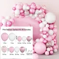 Pink and white balloon arch kit with matte, metallic and confetti balloons for parties - Pink Set 06