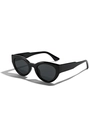 Occhiali da sole cat-eye nero lucido con lenti colorate grigio scuro classici - Nero Lucido/Lenti Grigie