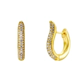 Elegantes pendientes de aro dorados de plata S925 con circonitas en micro-pavé brillante - Oro Con Diamante De Imitación Blanco