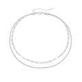 Silver layered necklace with paperclip and twisted rope chains in stainless steel - Steel
