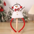 Christmas snowman headband with white plush doll, red earmuffs and plaid bowtie - Branch Snowman Style