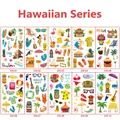 Collection of 10 waterproof tropical Hawaiian temporary tattoo stickers for kids - Hawaii Series