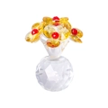 Yellow crystal flower ornament in a faceted clear vase for elegant home desktop decor - 6 Round Petal Flowers-Yellow