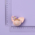 Handmade crochet pink headgear accessory with purple flower detail, size 4.5x6cm - MENGSI Fox Dumpling Doll