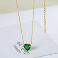 Elegante 18k vergoldete Edelstahlhalskette mit einem grünen Zirkon-Herzanhänger - Gold mit grünem Zirkonia