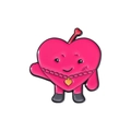 Spilla in smalto a cuore rosa con viso a cartone e dettaglio collana di perle - Stile Cuore Rosa Con Collana (QHXZ1816)