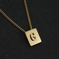 Golden 18K stainless steel rectangle pendant necklace with 3D embossed letter G - Letter G