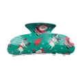 Pince à cheveux de Noël verte avec motifs Père Noël, renne et sapin - Vert