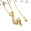 Gold-plated box chain necklace with heart-shaped stone and zircon crescent pendant - Moon Heart Necklace Set (Style 7)