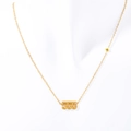 Gold angel number 555 necklace with yellow crystal accent on stainless steel chain - 555