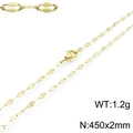 Collana a catena dorata in acciaio al titanio con maglie ovali 450x2mm e chiusura a moschettone - Stile A 2mm Larghezza - 45cm Lunghezza / Oro