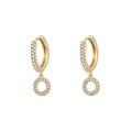 Elegant gold S925 silver hoop earrings with pave-set zircon stones in a circular design - Letter O / Gold