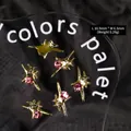 Y2K gold star nail charms with pink rhinestones, size 10.9mm by 6.5mm for DIY nail art - 29# Starburst (11*7mm)