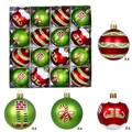 Set di 16 palline di Natale da 6cm in rosso e verde con motivi a gambe di elfo festivo - Stivali da Elfo e Bastoncini di Zucchero