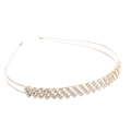 Elegant gold double-layered headband with sparkling rectangular crystals for weddings - C8529-2# Gold