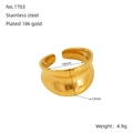 Minimalist 18K gold plated stainless steel open ring with polished wide band design - Wide Smooth Minimalist Style (1703)