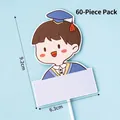 60-piece graduation cake topper featuring cute boy in blue gown for parties - Writable Doctoral Boy 60 Pcs