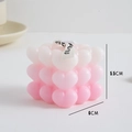 Pink and white gradient heart bubble scented candle with ribbon and 5.5cm size mark - Gradient Pink (White Peach Oolong)