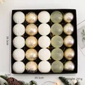 Set di 25 palline di Natale da 6cm con glitter ed effetto crepato in scatola regalo - Oro Bianco