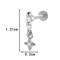 Star-shaped zircon chain piercing made of titanium silver with a shimmering cubic zirconia - Cross Dangle Style (0195-5#) / Silver