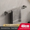 Handtuchhalter 40cm in Gunmetal-Grau aus Aluminium, ohne Bohren, inklusive Hakenleiste - Gunmetal Grau Einzelstange 40CM