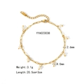 Detailed view of golden stainless steel anklet with 4mm pearls and size specifications - Artificial Pearl Decor Style (YYA023038)