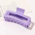 Macro view of a large matte purple rectangular claw clip for thick hair styling - 13cm Rectangular - Matte Lavender Purple