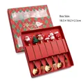 Christmas 6-piece cutlery set with gold stainless steel spoons and forks in red gift box - Gold Figure D Spoon/Fork 6pcs Xmas Red Box