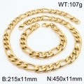 Ensemble collier et bracelet maille NK 3:1 en acier titane doré 11mm pour homme - 11mm Or