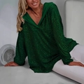 Sweat à capuche élégant à paillettes vert émeraude avec détails satinés et manches larges - S / Vert