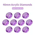 Set of 10 lavender acrylic crystal diamonds in 40mm size for home decor and kids' toys - 40mm (Purple)