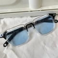 Polygonal cat-eye sunglasses with blue lenses and black transparent frames for women - Square Black Transparent Stitching Blue Lens