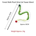 Varita interactiva para gatos con cinta de felpa amarilla y verde y cascabel metálico - Paseo por el Bosque