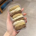 Set of 10 elastic earth-tone wavy hair ties in a transparent storage box - Pattern Style / 10 Pieces in Box / Khaki