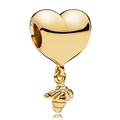 Golden heart charm bead with small honey bee pendant for DIY bracelet jewelry - 043-Heart & Bee